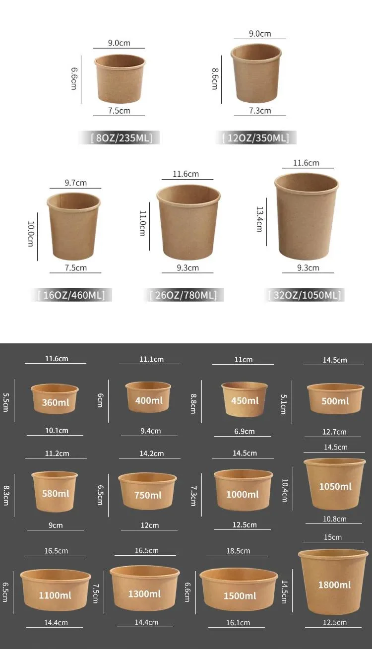 Wholesale Disposable Kraft Paper Soup Bowls Kraft Bowl 1000 Ml Ith Lid