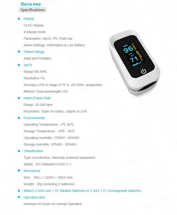 Fingertip SpO2 Monitor Ith Alarm and Setting